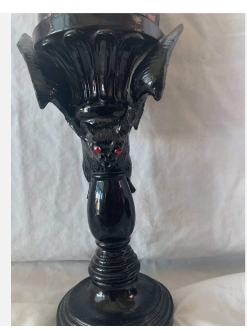 Black Gothic Vampire Bat Pillar Candle Holder with Bleeding Candle Halloween